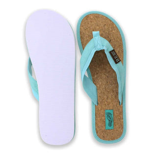 ReUseMe flip flops with cork inner sole, turquoise